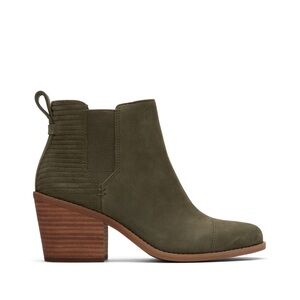 TOMS Everly Heeled Boot Size 6.5 NWT in Olive Nubuck